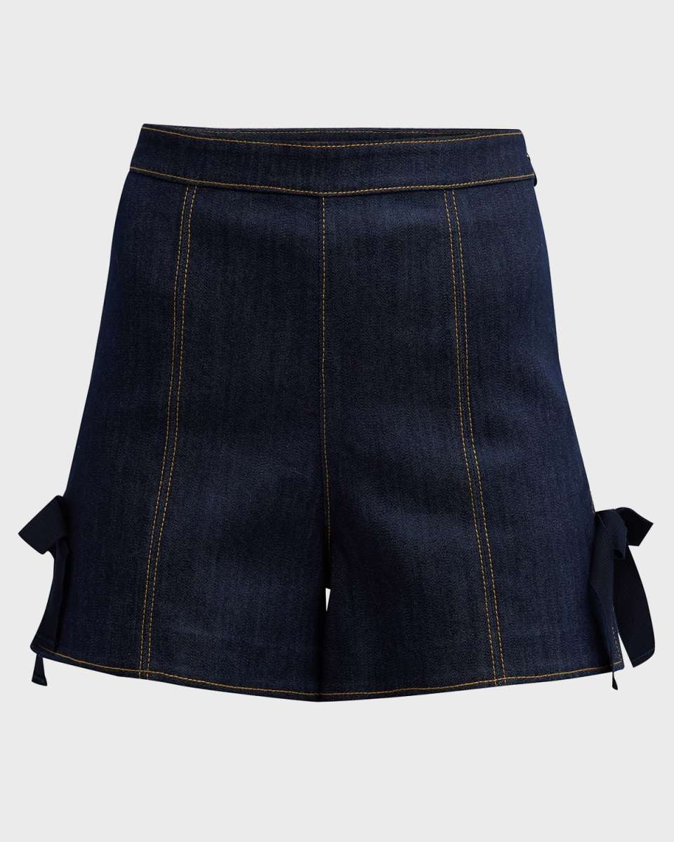 Lou High-Rise Topstitched Denim Shorts